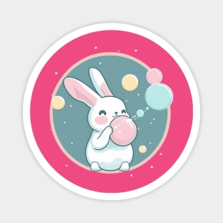 Cute Rabbit Bunny Blowing Bubble Gum Easter Day Magnet